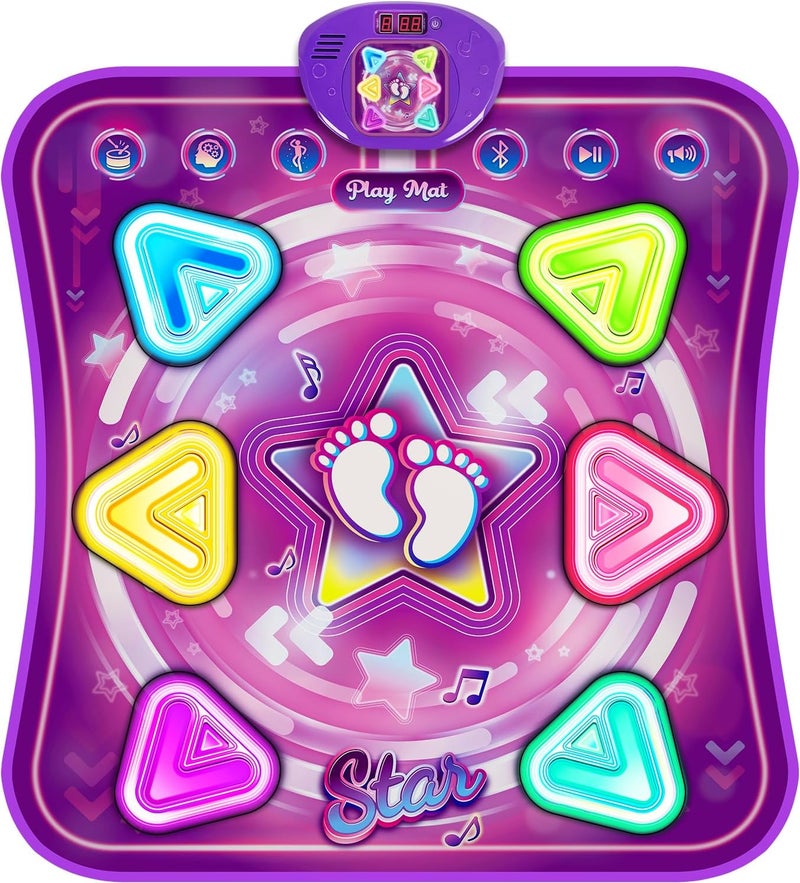 Handwell Dance Mat for Girls, Light-up 6-Button Dance Pad with Wireless Bluetooth & 5 Game Modes, Kids Electronic Dance Mats Musical Dancing Toys Christmas Birthday Gifts for Boys Girl Aged 3 4 5 6 7 8 9 10+ - Image 1